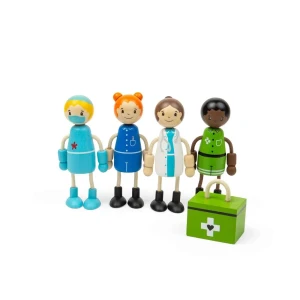 Lalki drewniane Lekarz Chirurg Pielęgniarz Ratownik z Apteczką Tidlo Toys T0186- sklep z zabawkami online