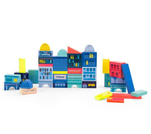 Zestaw drewnianych klocków MIASTO 51 szt 725100- sklep z zabawkami online