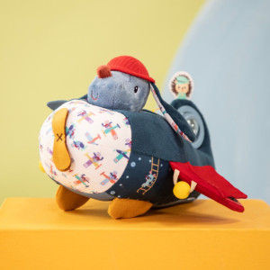 Lilliputiens Przytulanka aktywizująca wielofunkcyjna Samolot Piesek Jules 9 m+- sklep z zabawkami online