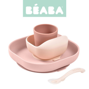 Beaba Komplet naczyń z silikonu pink- sklep z zabawkami online