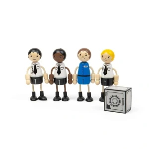 Lalki drewniane Policjanci, Więzień i sejf 5 elementów Tidlo Toys T0185- sklep z zabawkami online