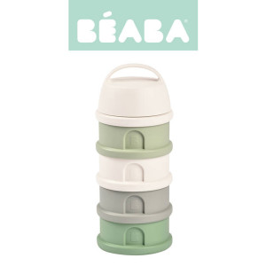 BEABA Pojemniki na mleko w proszku 4 komory cotton white/sage green (opakowanie zbiorcze 6 szt.)- sklep z zabawkami online