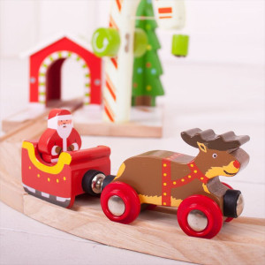 Drewniana kolejka magnetyczna Sanie Świętego Mikołaja Bigjigs Rail- sklep z zabawkami online