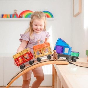 Klocki magnetyczne dla dzieci Rainbow Transport Pack 50 el Connetix- sklep z zabawkami online