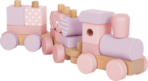Pociąg drewniany różowy sorter kształtów i klocki do układania Small Foot- sklep z zabawkami online