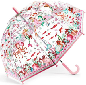 Przezroczysty parasol przeciwdeszczowy dla dzieci syreny Djeco- sklep z zabawkami online