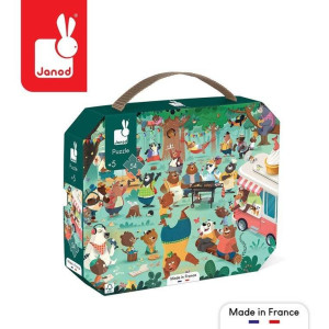 Puzzle w walizce Rodzina misiów 54 elementy 5+ Made in France, Janod- sklep z zabawkami online