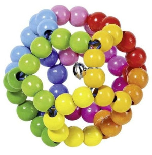 Drewniana grzechotka, elastyczna tęczowa piłka- sklep z zabawkami online