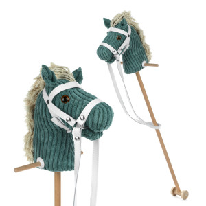Brązowy koń na kiju z kółeczkami pluszowy Hobby Horse Mumbee- sklep z zabawkami online