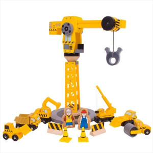 Dźwig pojazdy budowlane w zestawie Bigjigs Toys- sklep z zabawkami online