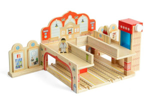 Wielki Dworzec Centralny z windą dodatek do kolejki drewnianej Bigjigs Rail- sklep z zabawkami online