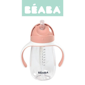 Beaba Butelka - kubek niekapek tritanowa ze słomką 300 ml old pink- sklep z zabawkami online