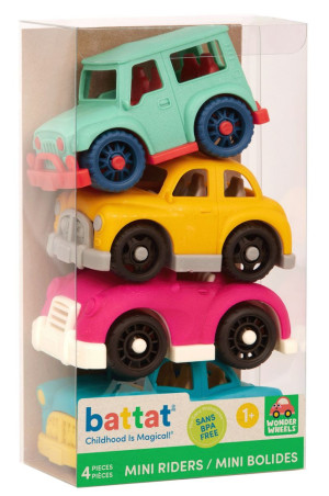 4 autka dla dzieci zestaw z taksówką i kabrioletem Mini Riders Wonder Wheels Battat- sklep z zabawkami online