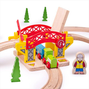 Czerwono - żółty most zwodzony, 3 elementy, Bigjigs Rail- sklep z zabawkami online