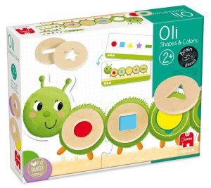 Drewniana układanka dla dzieci gąsienica Oli Kształty i kolory Goula- sklep z zabawkami online