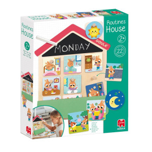 Drewniana zabawka edukacyjna do nauki rutyny Routines House Goula- sklep z zabawkami online