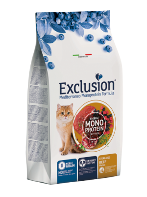 EXCLUSION Gatto Mediterraneo Monoprotein Adulto Sterilizzato Manzo 12 Kg 12.00 kg