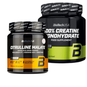 Zestaw BioTechUSA Citrulline Malate + 100% Creatine Monohydrate 300g + 300g Limonka
