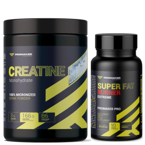 Zestaw Pokochaj Mięśnie Promaker Creatine Monohydrate 500g + Promaker Super Fat Burner Extreme 90kaps
