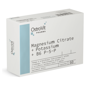 Witaminy i Minerały Magnez Ostrovit Magnesium Citrate + Potassium + B6 60kaps
