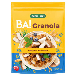 Zdrowa Żywność Bakalland BA! Granola 300g Klasyczna z Kokosem