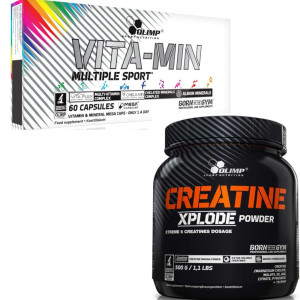 Zestaw Olimp Nutrition Vita-min Multiple Sport 60kaps + Creatine Xplode 500g Pomarańcza