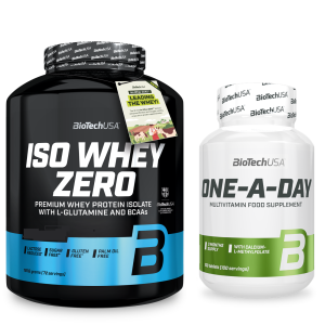 Zestaw BioTechUSA Iso Whey Zero + One a Day 1,8kg+ 100tab Biała Czekolada