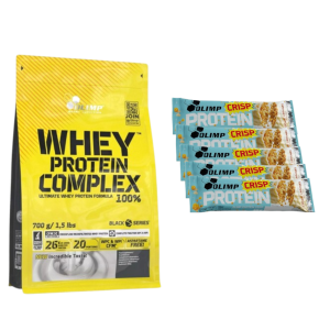Zestaw Olimp Nutrition Whey Protein Complex 100% 700g + 5x Crisp bar cookie 40g Wanilia