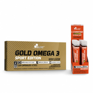 Zestaw Olimp Gold Omega 3 120 kaps + 10x L-carnitine+caffeine orange