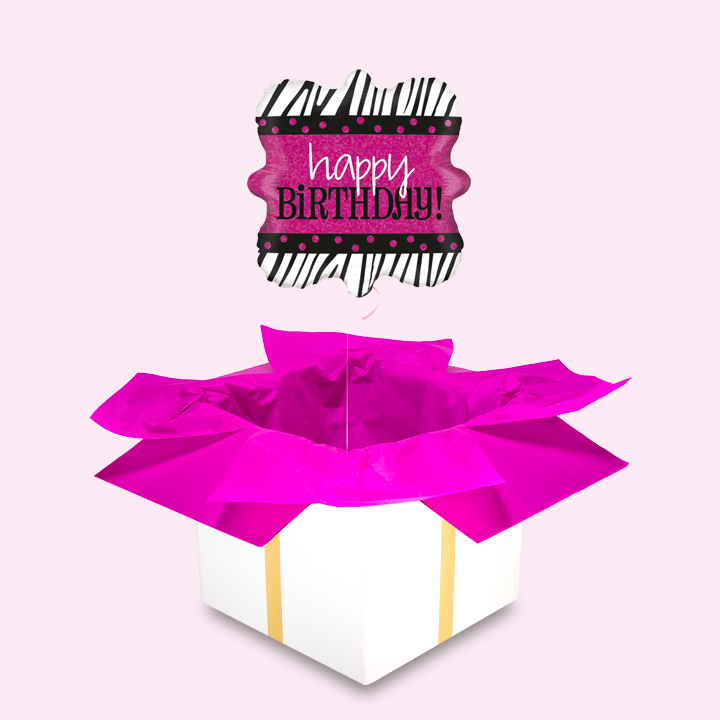 PINK ZEBRA - Różowa Zebra / Balon z helem na urodziny