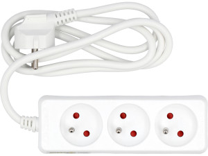 Przedłużacz elektryczny, biały, 3 gniazda z uziemieniem, 1,5m 72500 VOREL