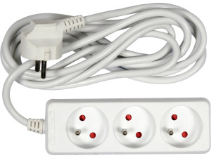 Przedłużacz elektryczny, biały, 3 gniazda z uziemieniem, 3m 72504 VOREL
