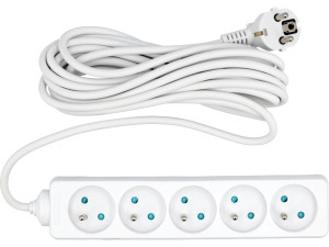 Przedłużacz elektryczny, biały, 5 gniazd z uziemieniem, 5m 72510 VOREL