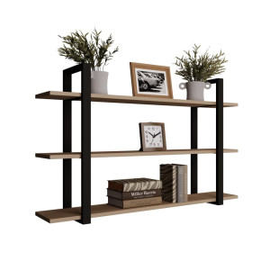 Półka potrójna metalowa cappuccino loftowa - YRKE