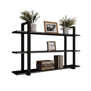 Półka potrójna metalowa czarna loftowa - YRKE