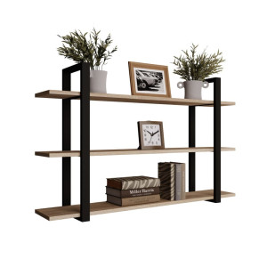 Półka potrójna metalowa dąb sonoma loftowa - YRKE