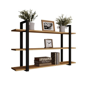 Półka potrójna metalowa dąb złoty loftowa - YRKE