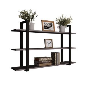 Półka potrójna metalowa grafit loftowa - YRKE