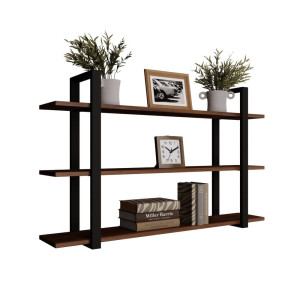 Półka potrójna metalowa orzech loftowa - YRKE