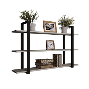 Półka potrójna metalowa szara loftowa - YRKE