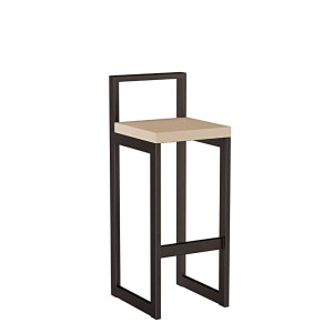Metalowy Hoker loft z oparciem - Cappuccino - YRKE