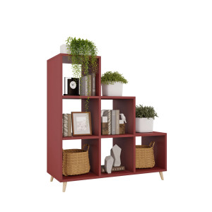 Regał skandynawski schodkowy czerwony - Kolekcja Scandi - YRKE