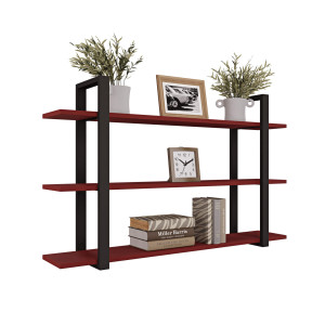 Półka potrójna metalowa czerwony loftowa - YRKE