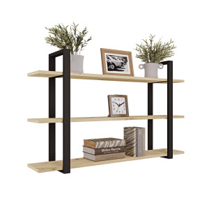 Półka potrójna metalowa dąb artisan loftowa - YRKE