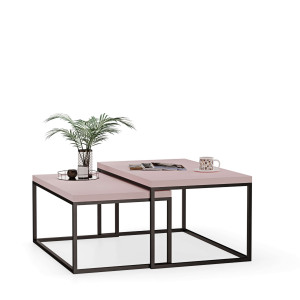 Stolik metalowy podwójny różowy - kolekcja Metalove - YRKE