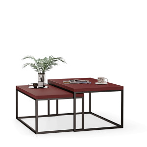 Stolik metalowy podwójny czerwony - kolekcja Metalove - YRKE