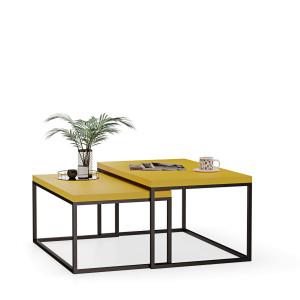 Stolik metalowy podwójny żółty - kolekcja Metalove - YRKE