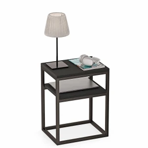 Stolik nocny z półka loft Indri Plus - Czarny - YRKE