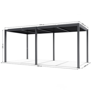 Pergola ogrodowa Luxe 5,8x3 m antracytowa z LED