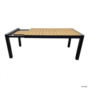 Rozkładany stół ogrodowy aluminiowy Polywood 160-210 cm ciemnoszary / teak